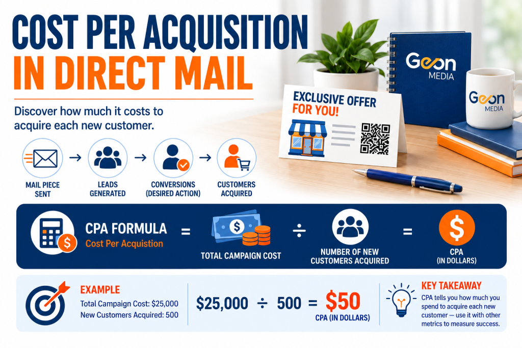 Cost per acquisition in direct mail formula and campaign example