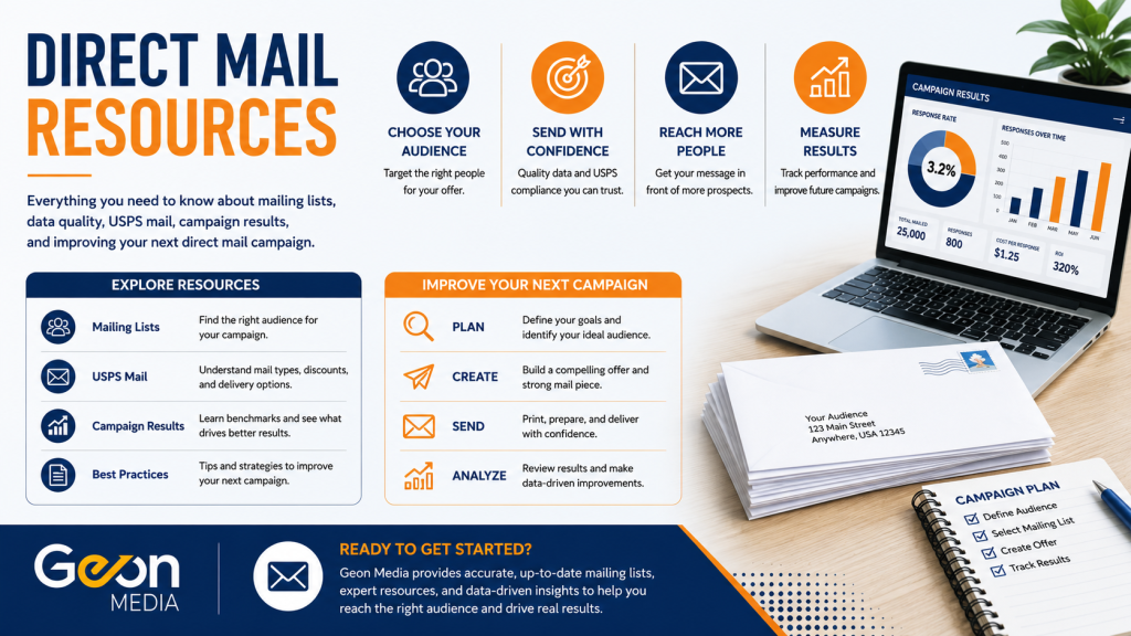 An image displaying how Geon's direct mail resource guide can assist with becoming knowledgeable about the process.
