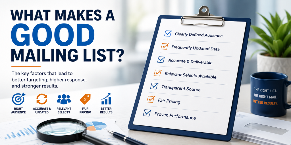 An illustration showing some of the aspects that make a good mailing list.