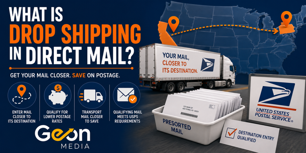 Direct mail drop shipping and USPS destination entry