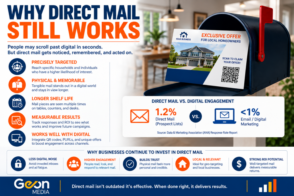 An infographic displaying different ways why direct mail is still an active industry.