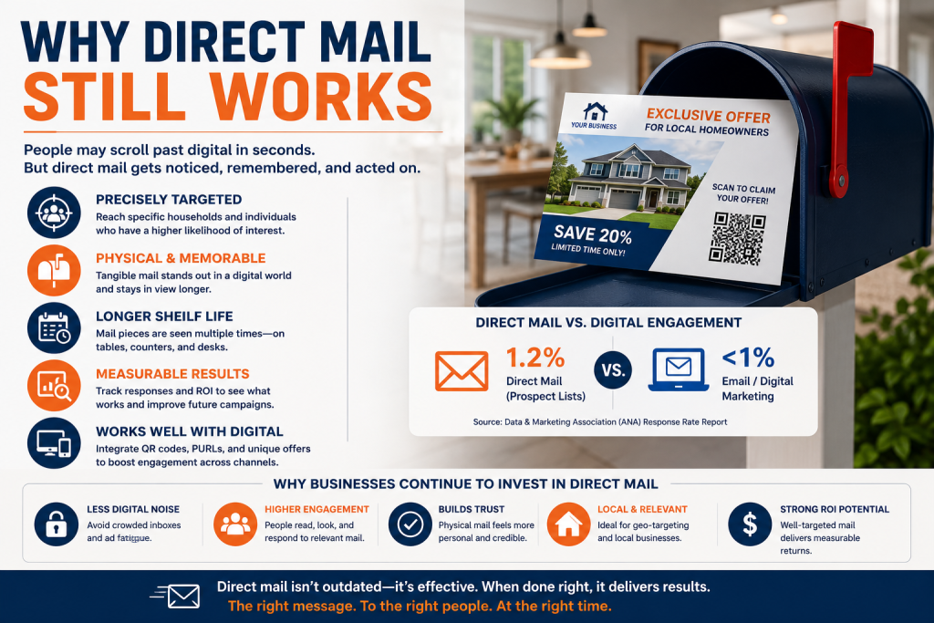 An infographic displaying different ways why direct mail is still an active industry.